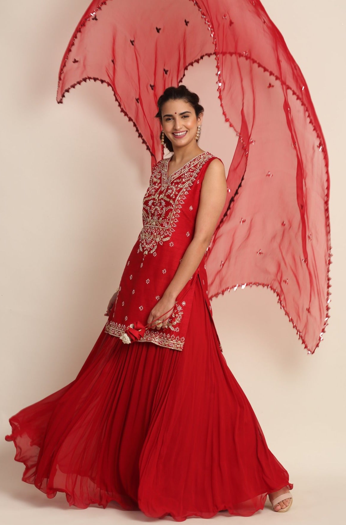 Red Georgette Lehenga Set