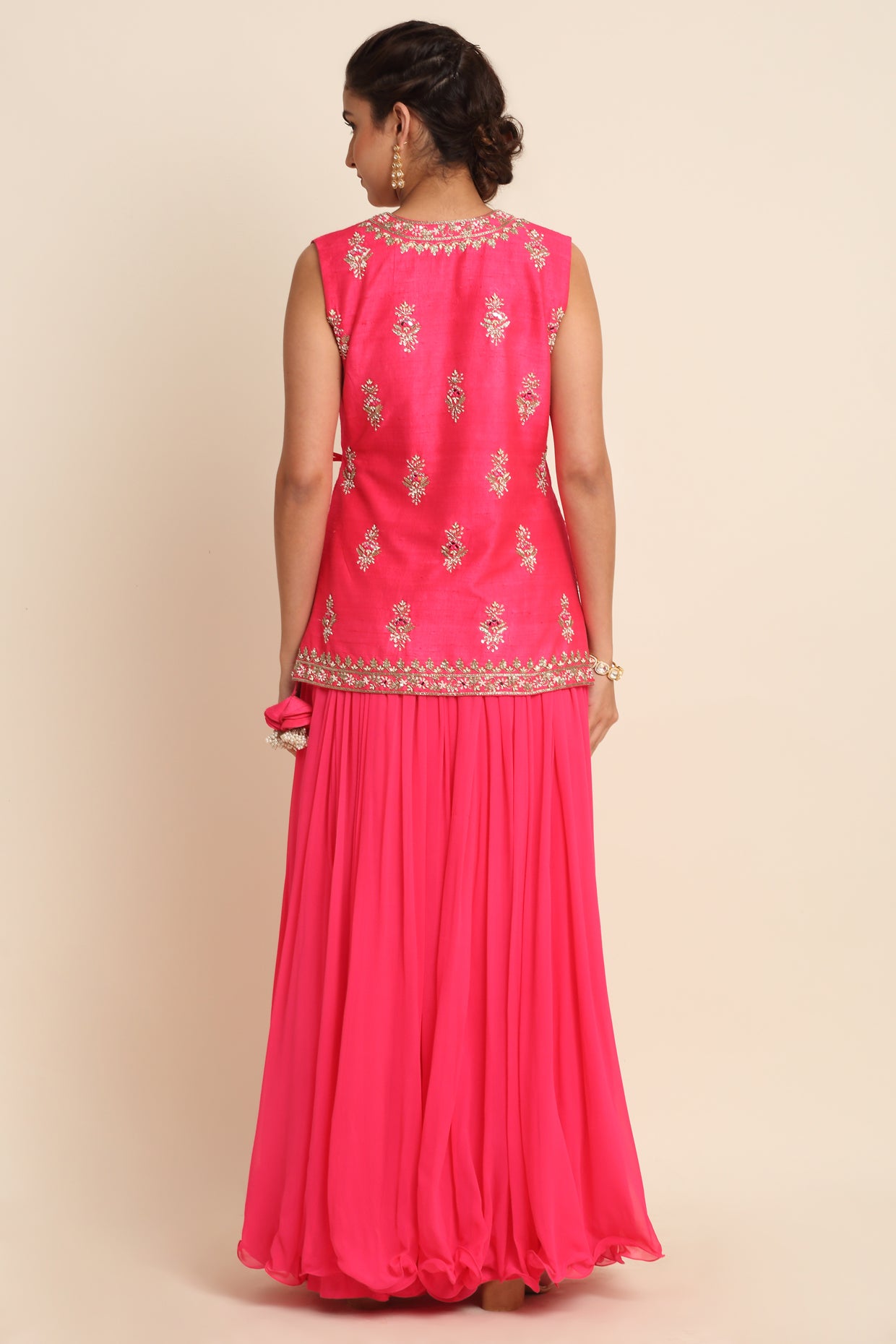 Fuchsia Georgette Lehenga Set