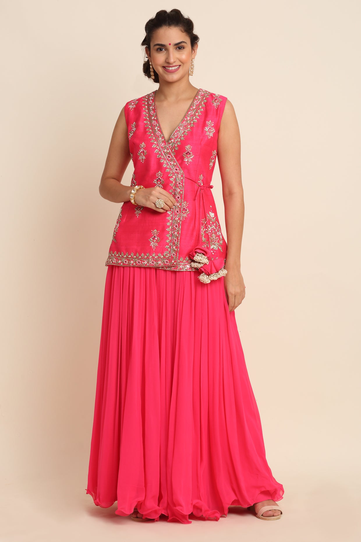 Fuchsia Georgette Lehenga Set