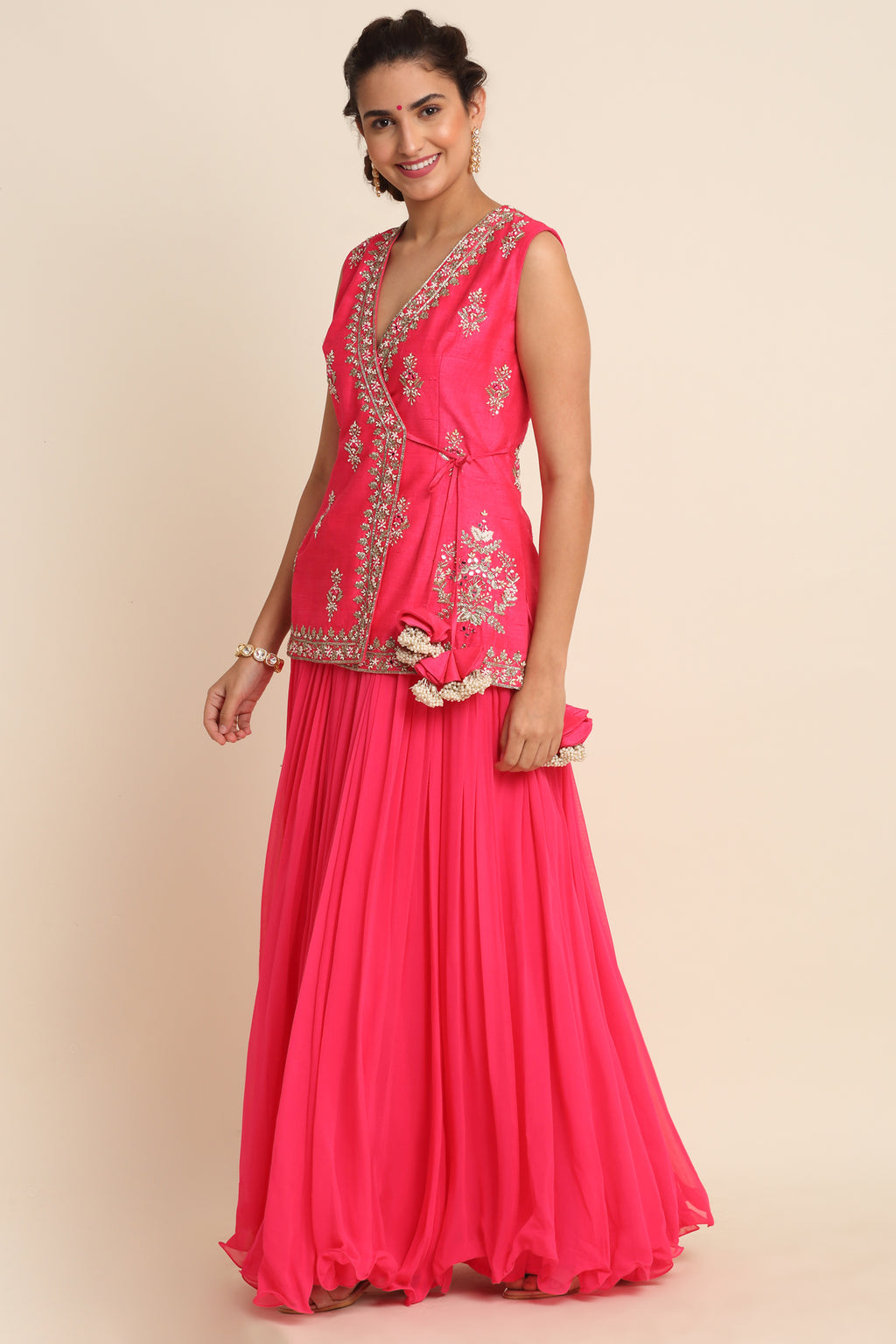 Fuchsia Georgette Lehenga Set