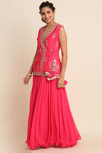 Fuchsia Georgette Lehenga Set