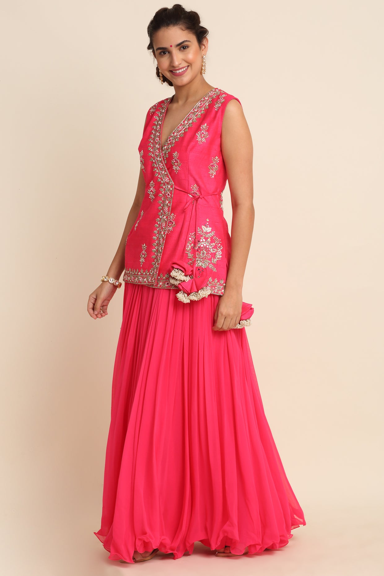 Fuchsia Georgette Lehenga Set