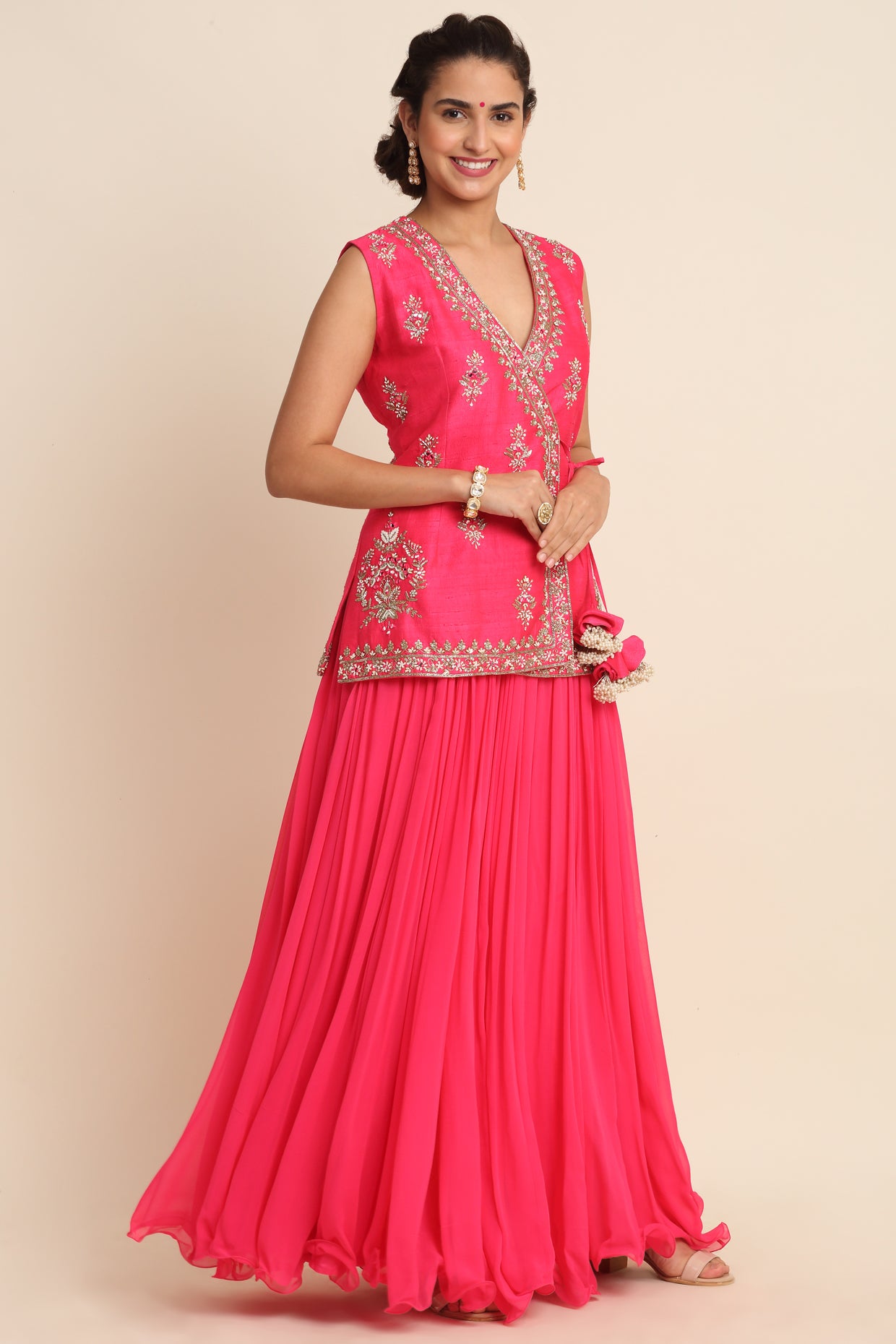 Fuchsia Georgette Lehenga Set