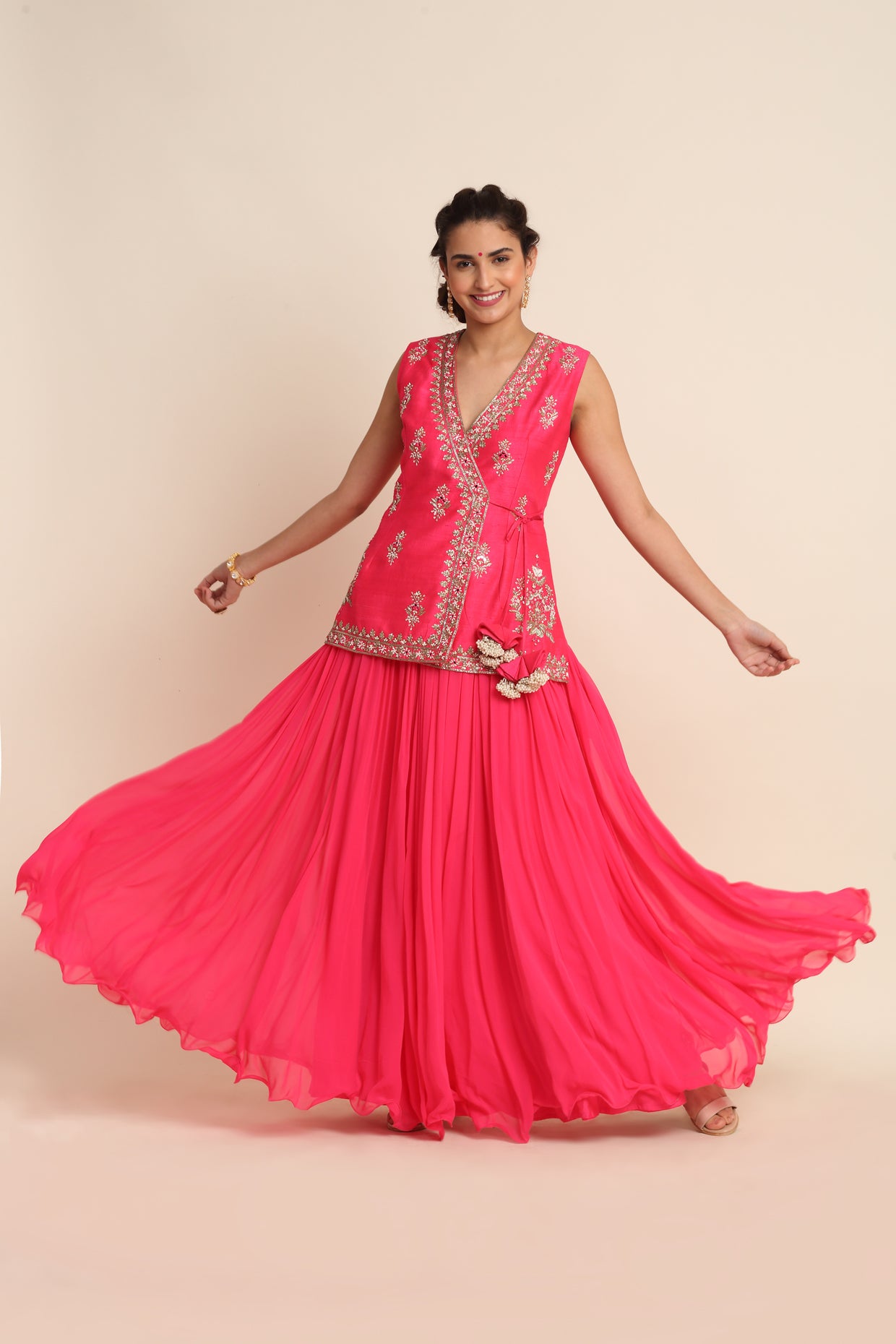 Fuchsia Georgette Lehenga Set