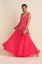 Fuchsia Georgette Lehenga Set
