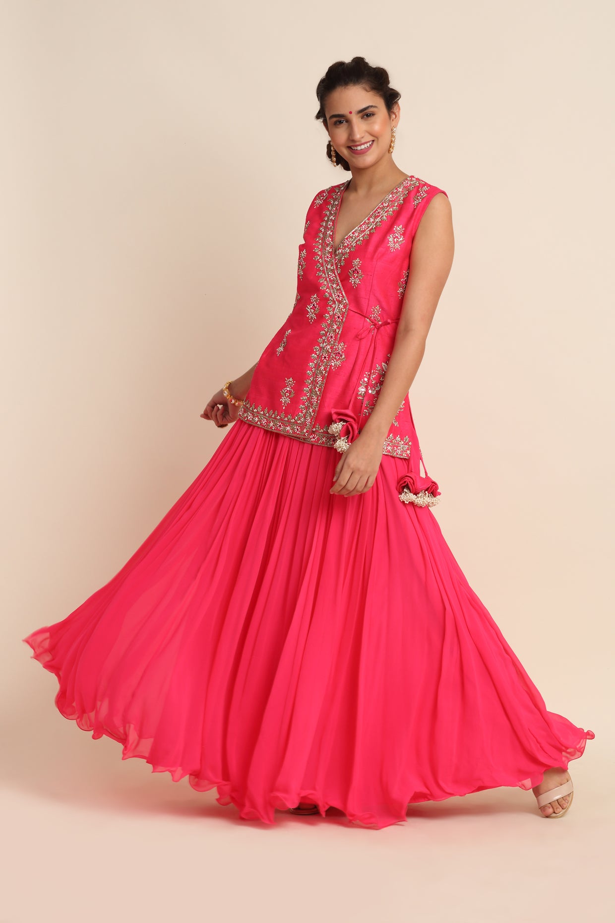 Fuchsia Georgette Lehenga Set