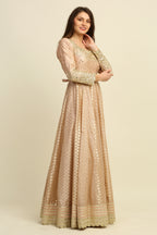 Gold Chanderi Anarkali Set