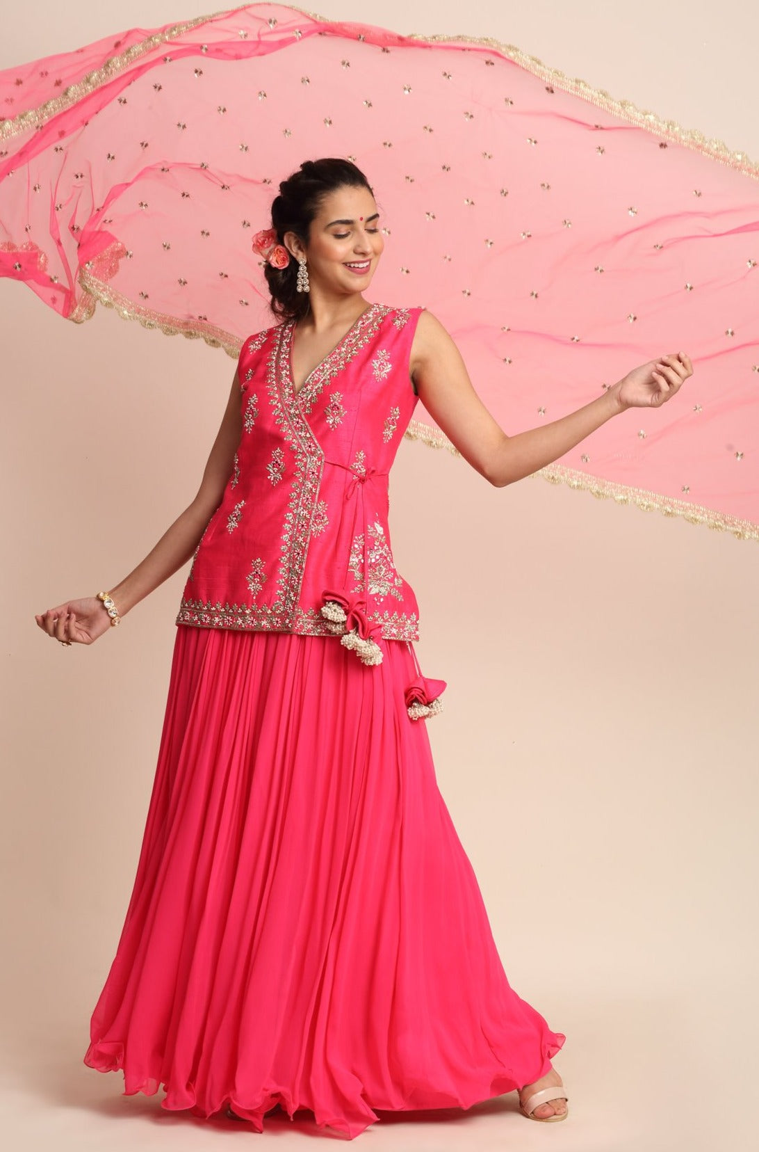 Fuchsia Georgette Lehenga Set