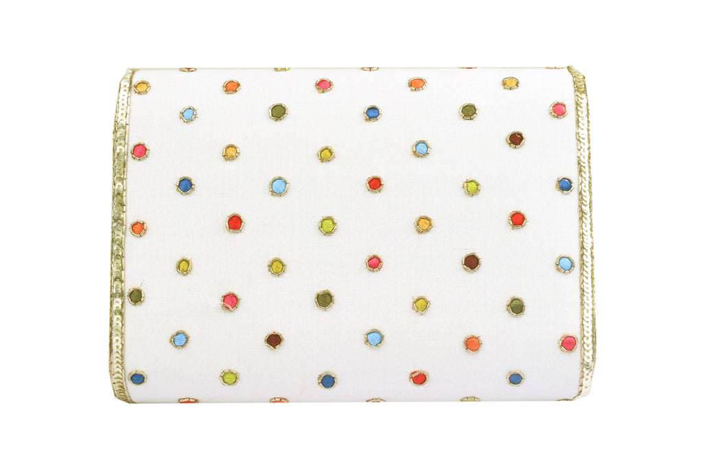 Ivory Clutch with embroidery