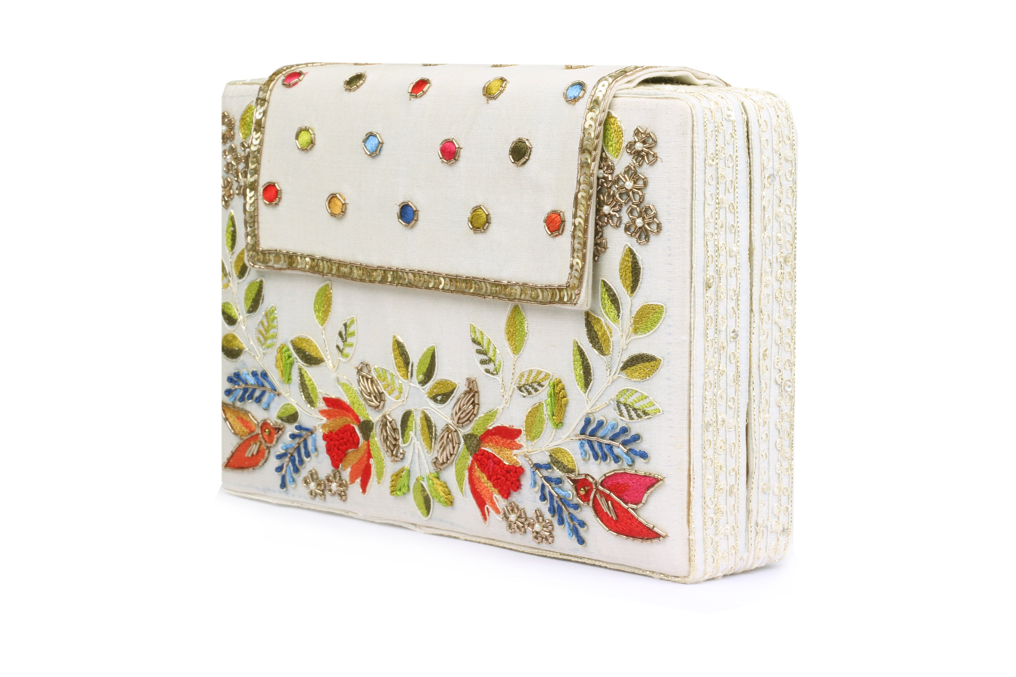 Ivory Clutch with embroidery