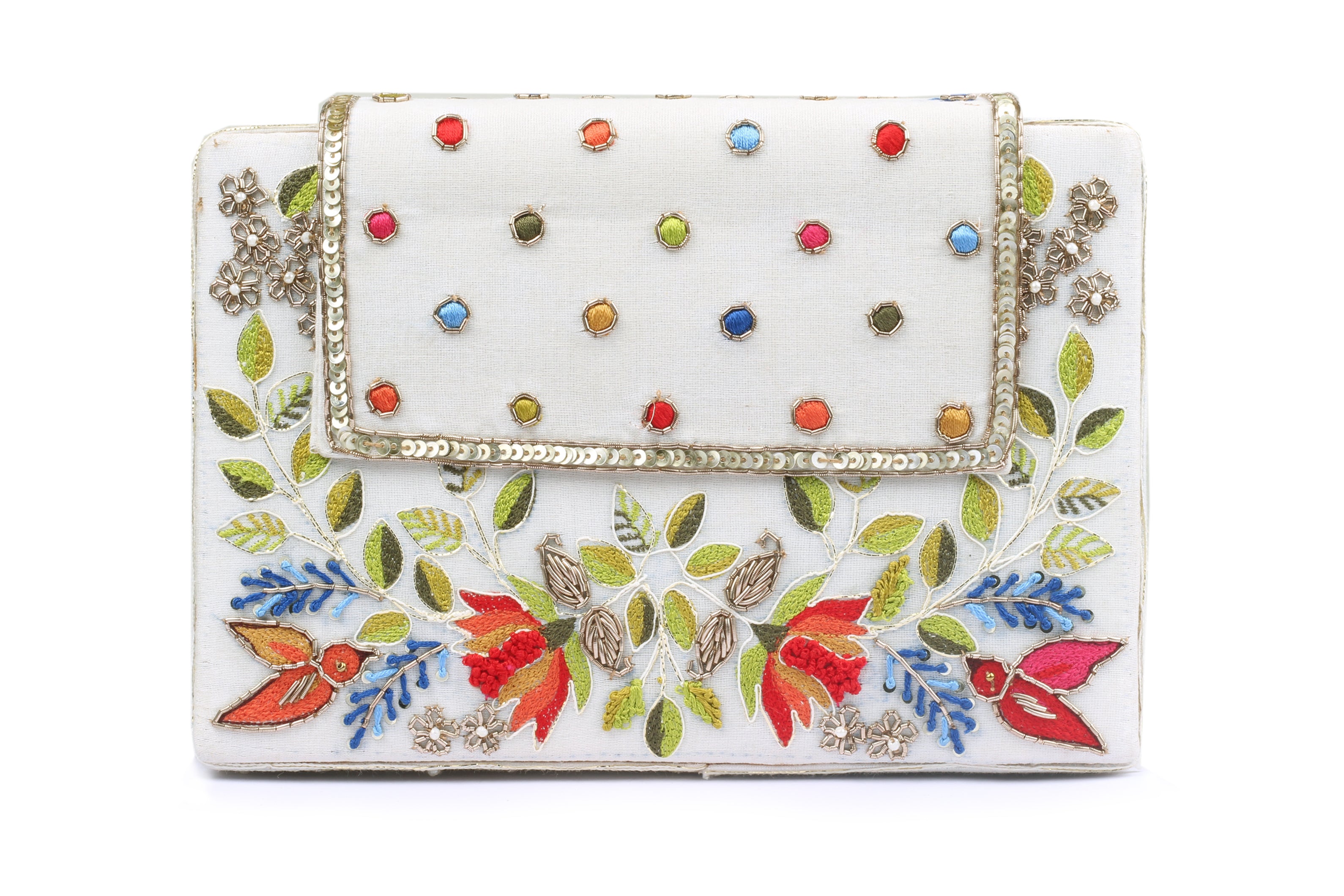 ivory floral clutch