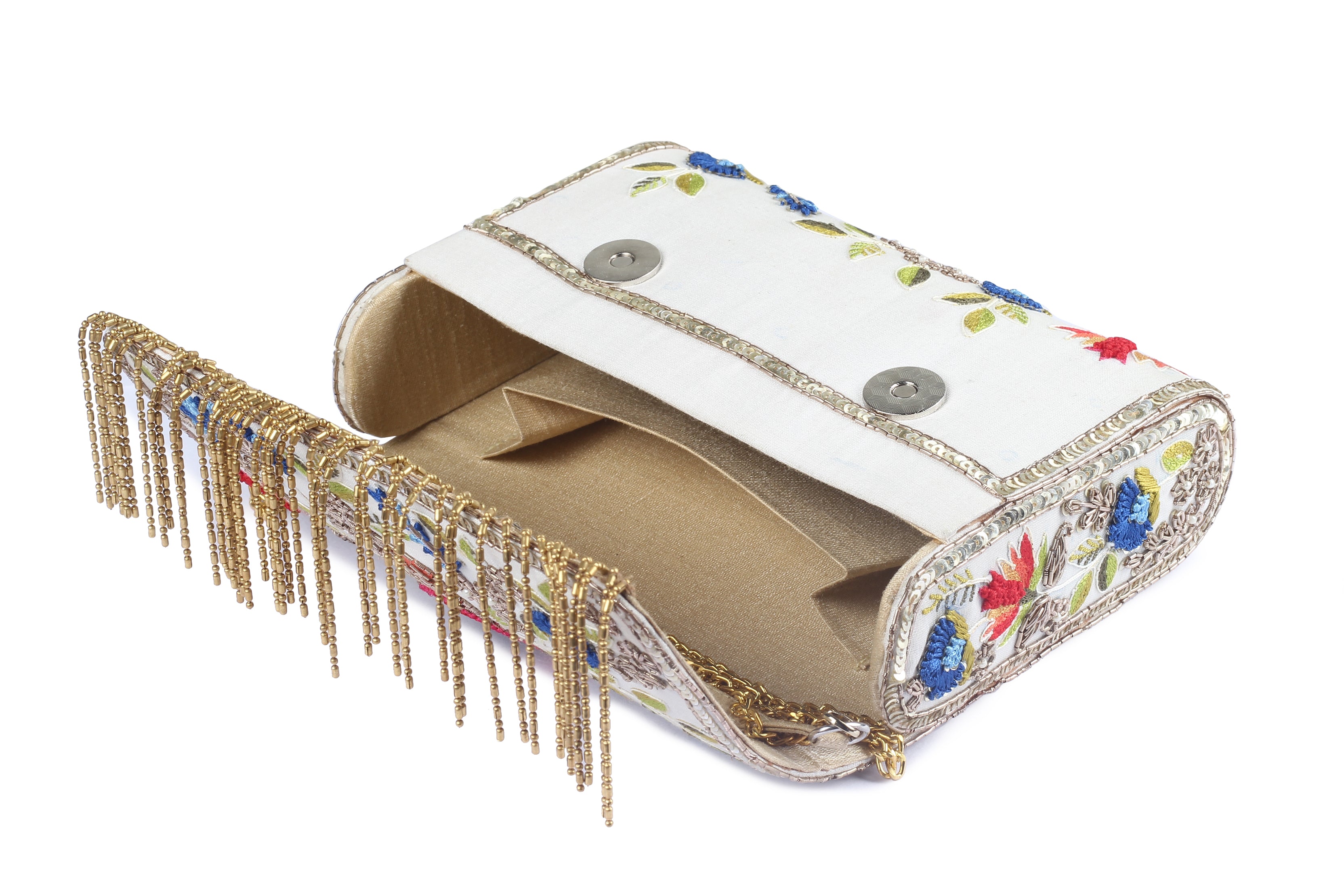 Chanderi Ivory clutch