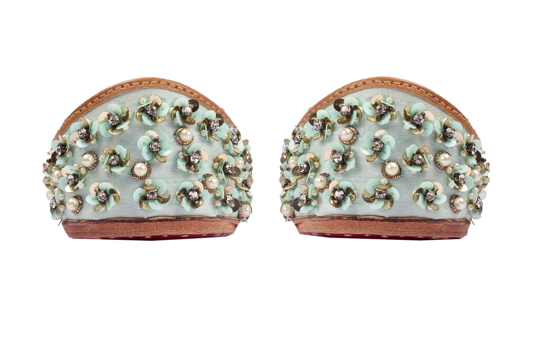 Aqua Blue Crystal Embroidered Jutti