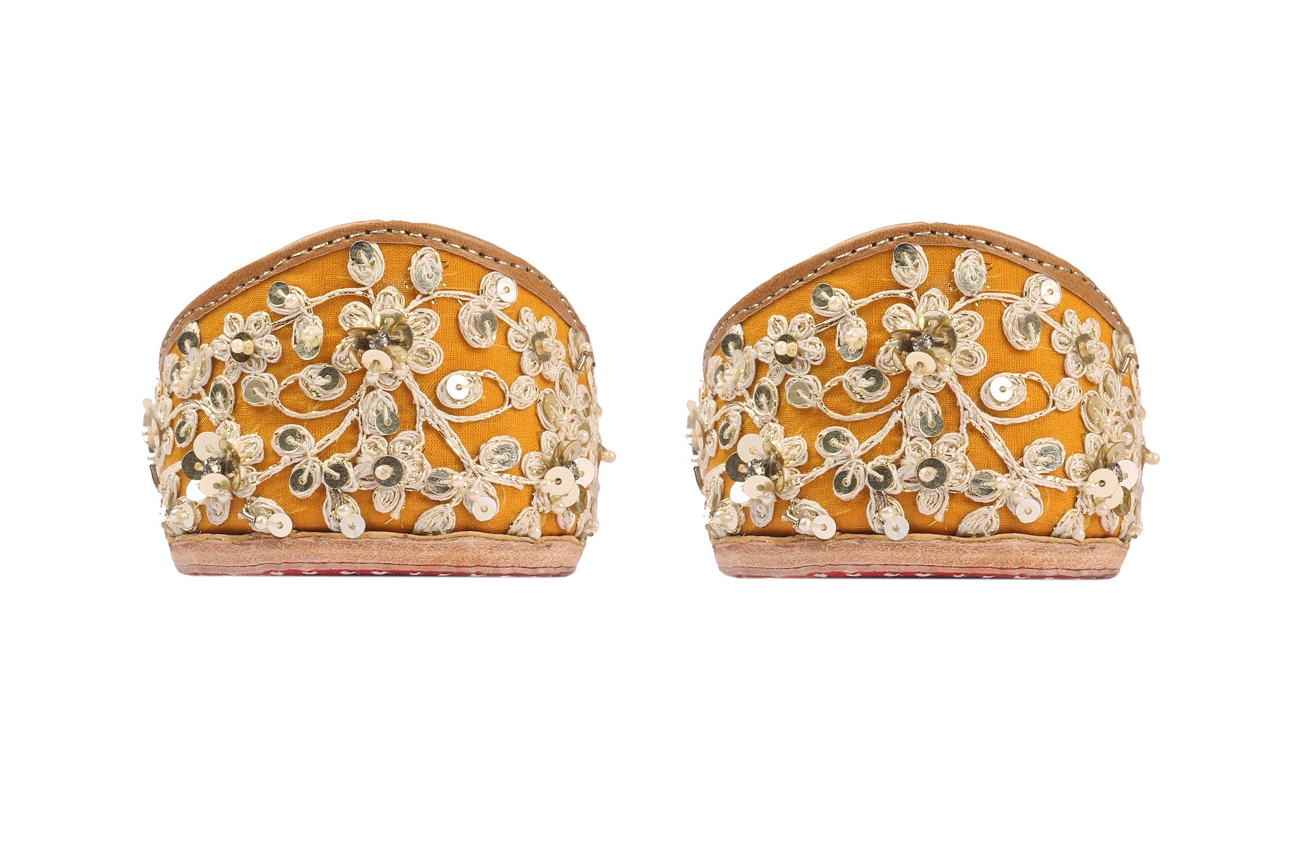 Yellow Dori And Crystal Embellished Jutti