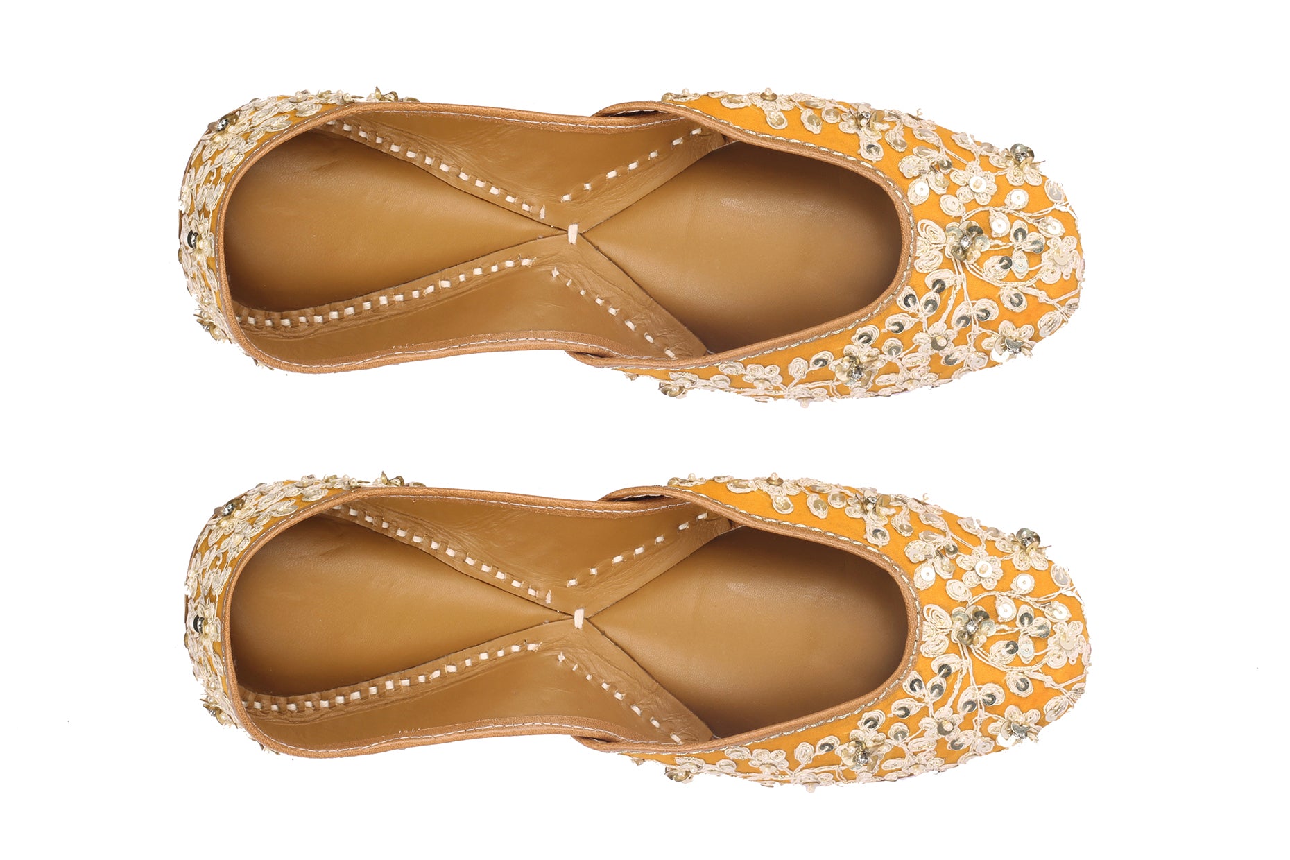 Yellow Dori And Crystal Embellished Jutti