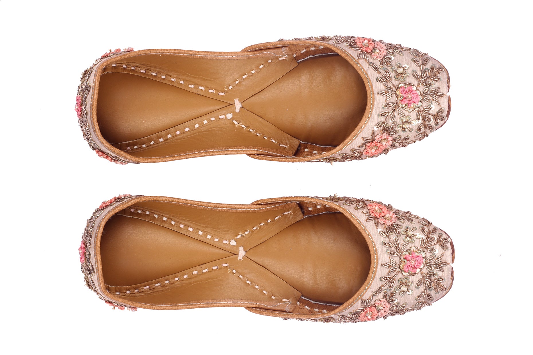 Blush Pink Zardozi Embellished Jutti