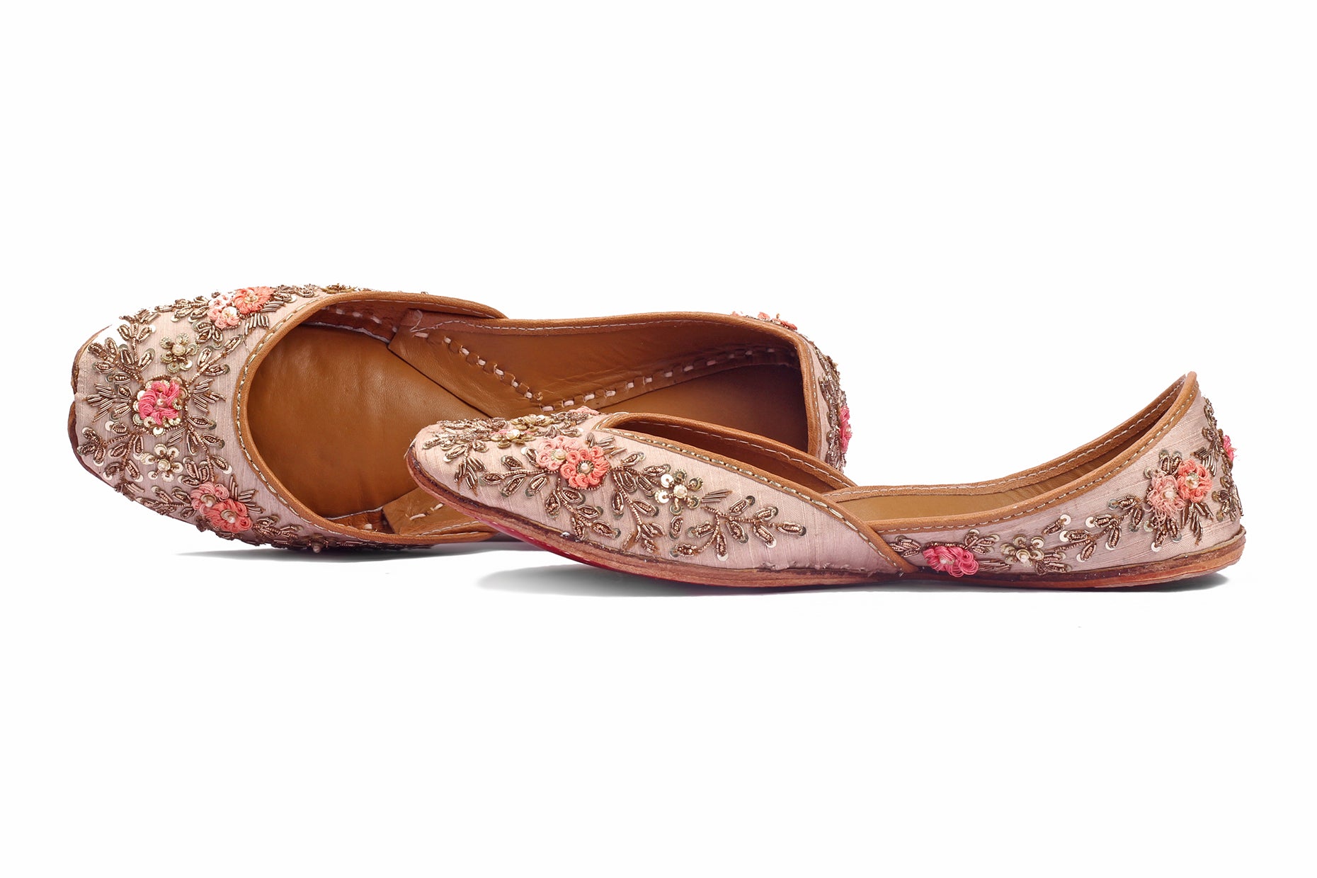 Blush Pink Zardozi Embellished Jutti