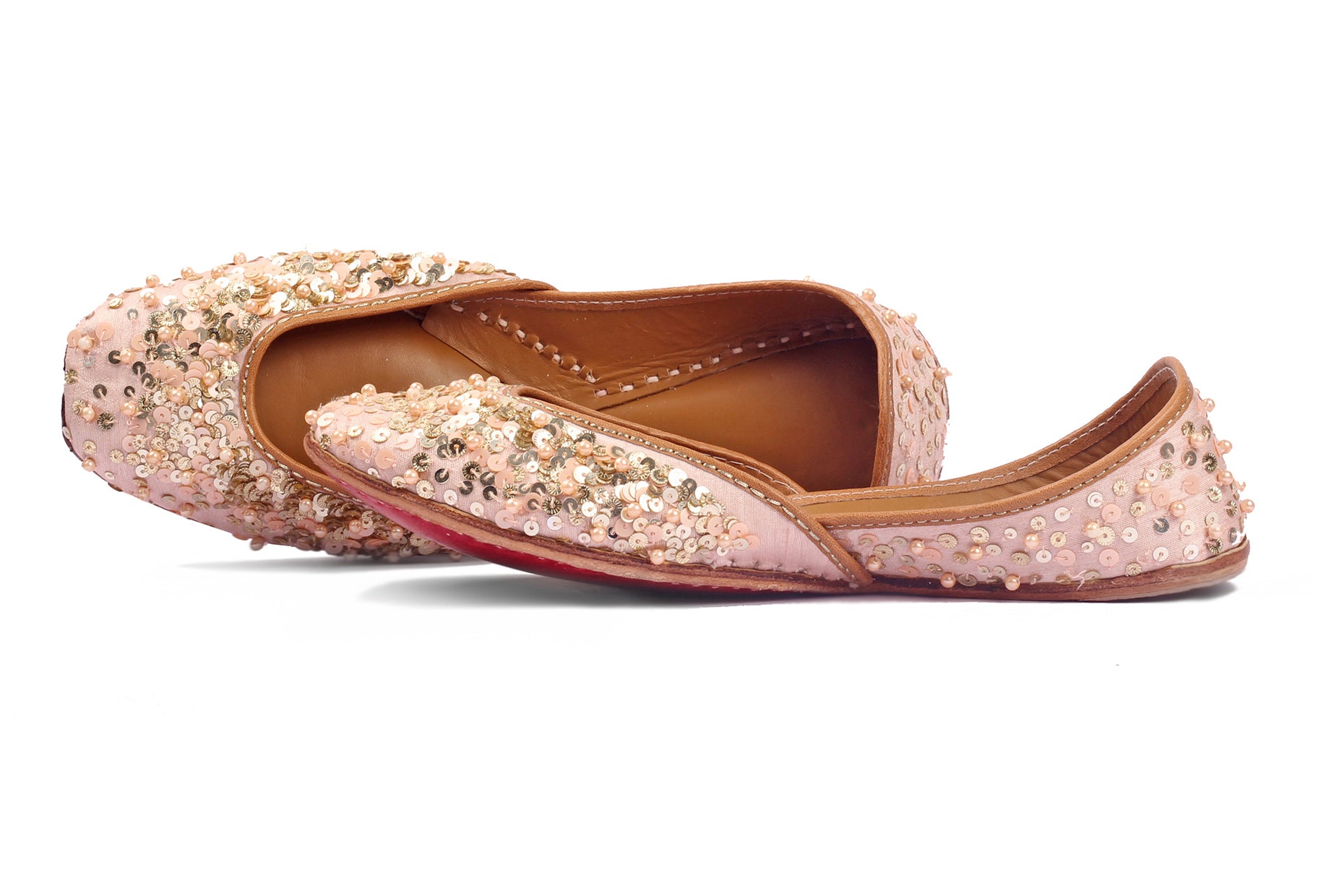 Blush Pink Sequence Embroidered Jutti