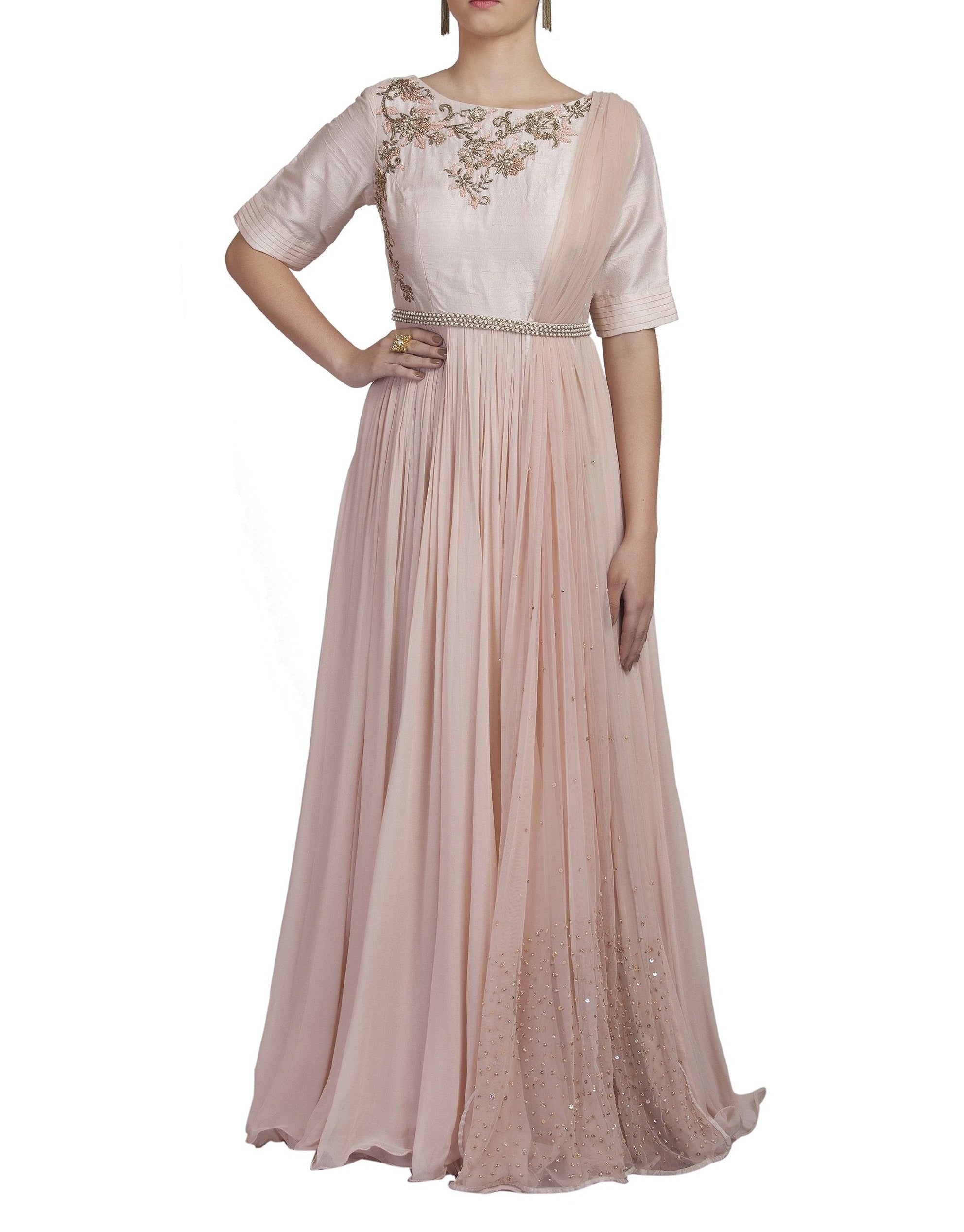 Powder Pink Embroidered Gown