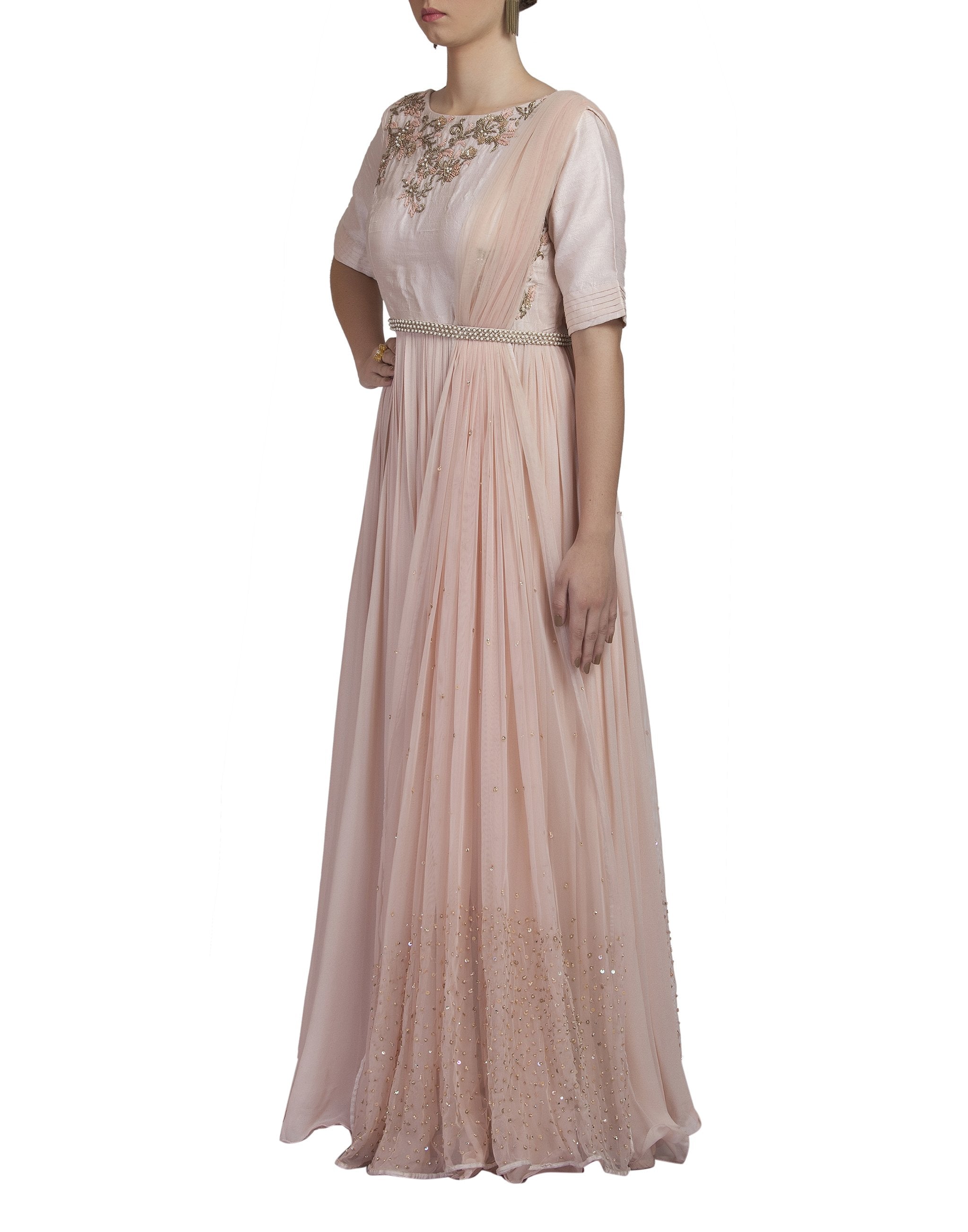 Powder Pink Embroidered Gown