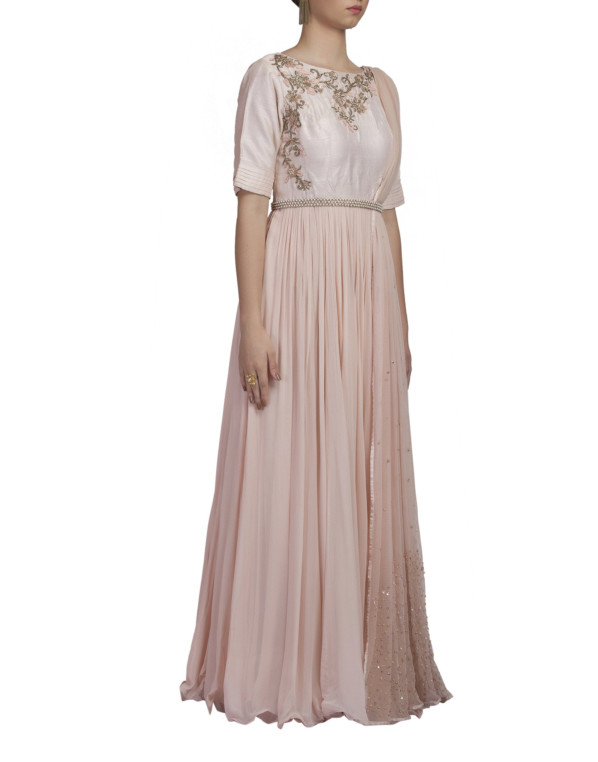 Powder Pink Embroidered Gown
