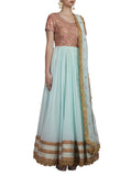 Blue and Pink Embroidered Anarkali