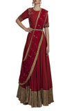 Brick Red Floor Length Anarkali