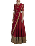 Brick Red Floor Length Anarkali