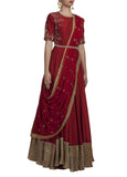 Brick Red Floor Length Anarkali