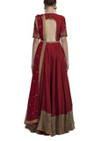 Brick Red Floor Length Anarkali