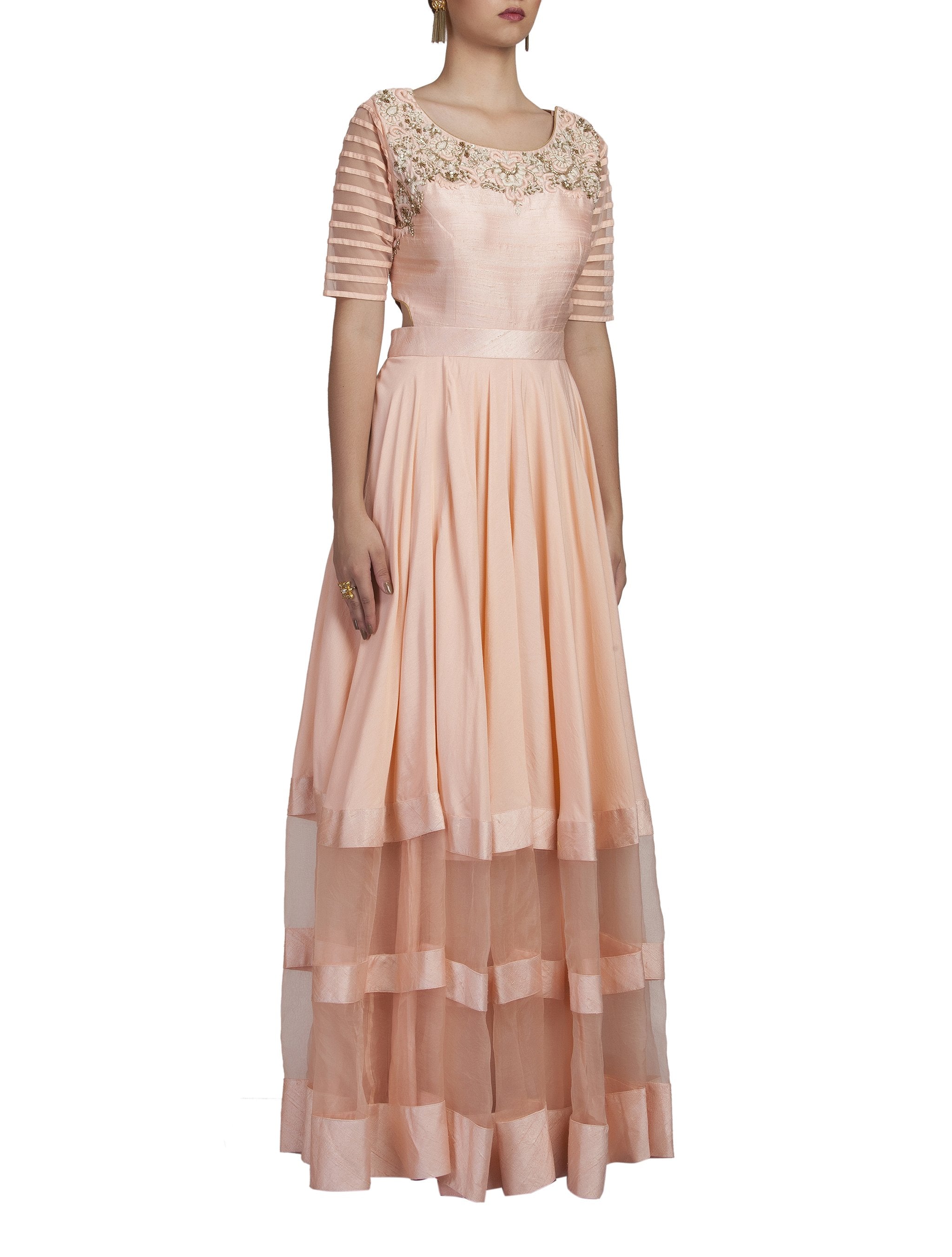 peach color gown