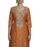 Mustard Embroidered Kurta and Palazzo Set