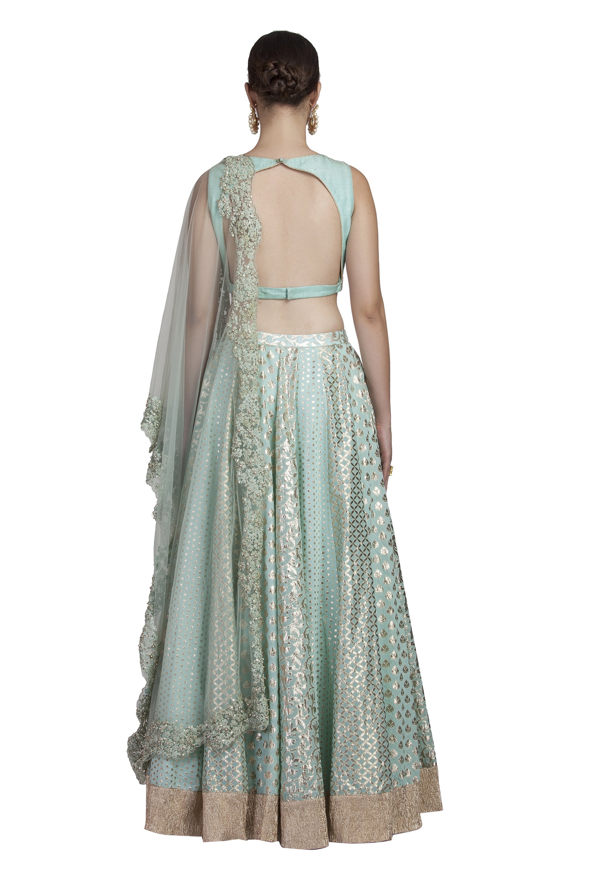 Light Blue Chanderi Lehenga Set