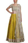 Green Raw Silk Lehenga Set