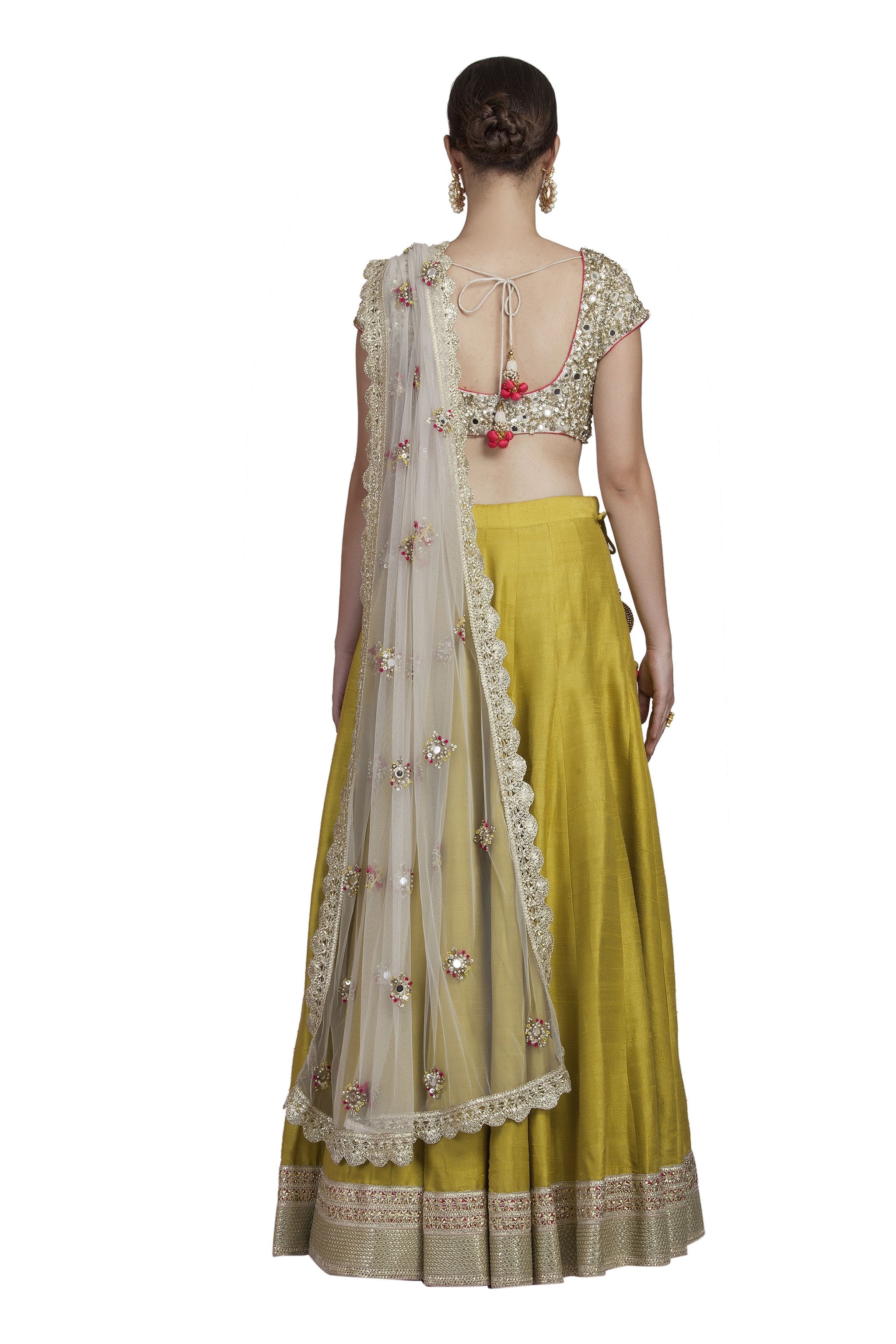 green silk lehenga set