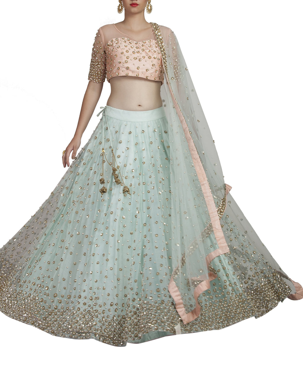Sequence Worked Powder Blue Lehenga Set