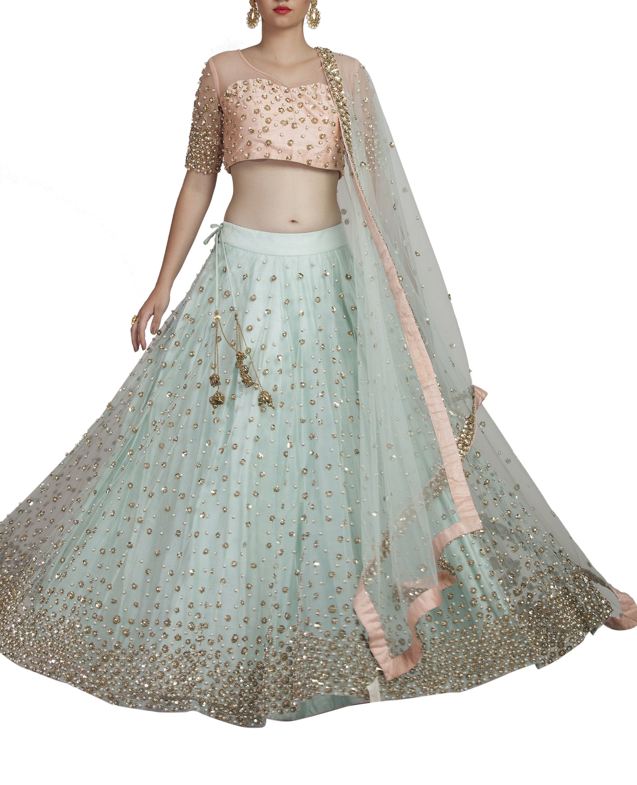 Sequence Worked Powder Blue Lehenga Set