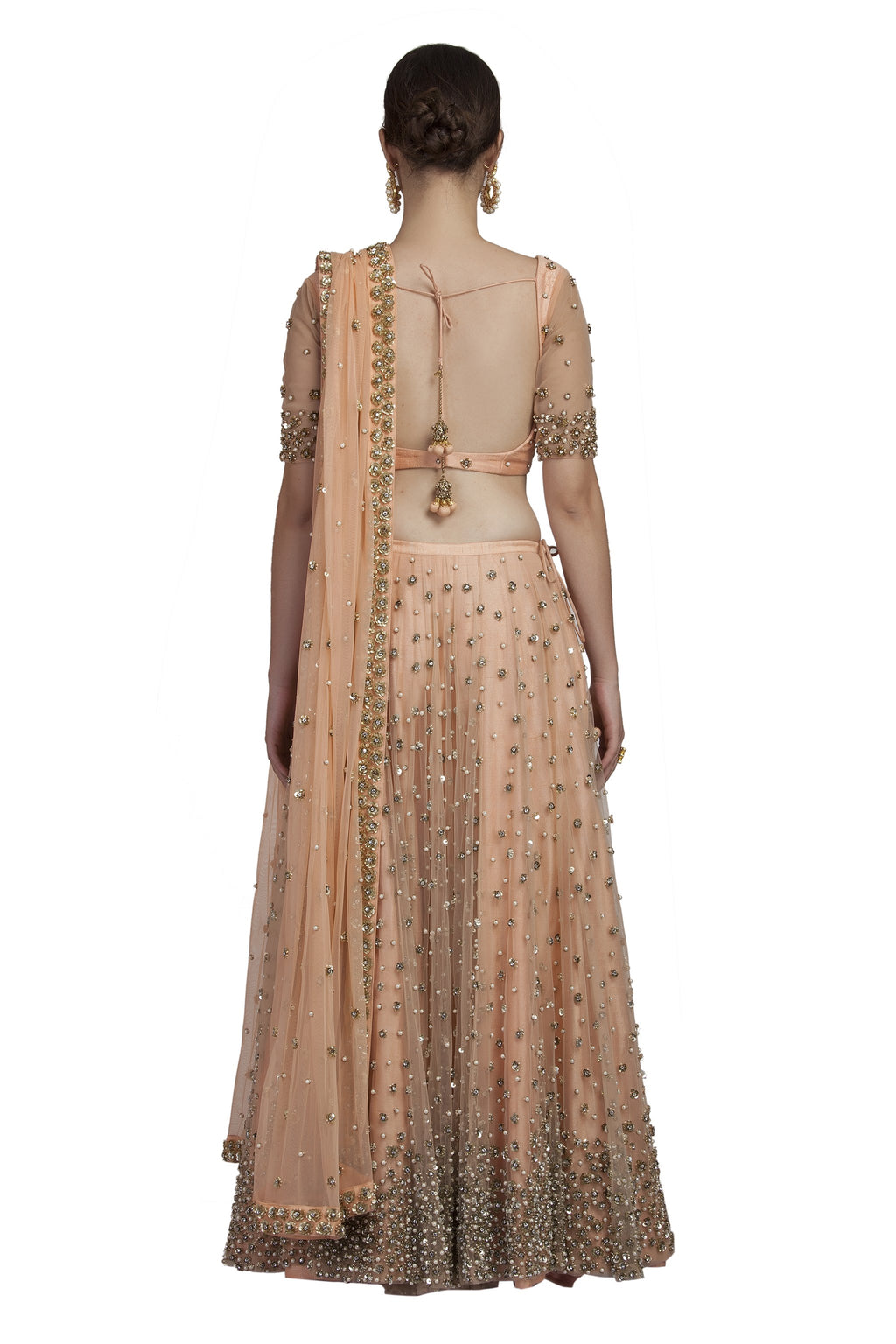 Peach Sequence Lehenga Set