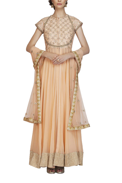 Peach Georgette Anarkali