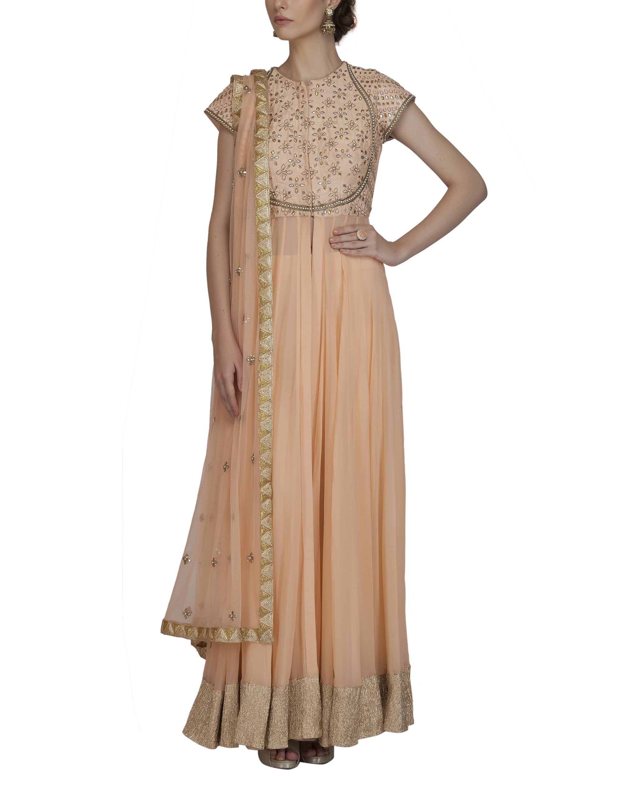 Peach Georgette Anarkali