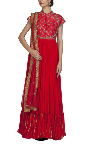 Red Georgette Anarkali Suit