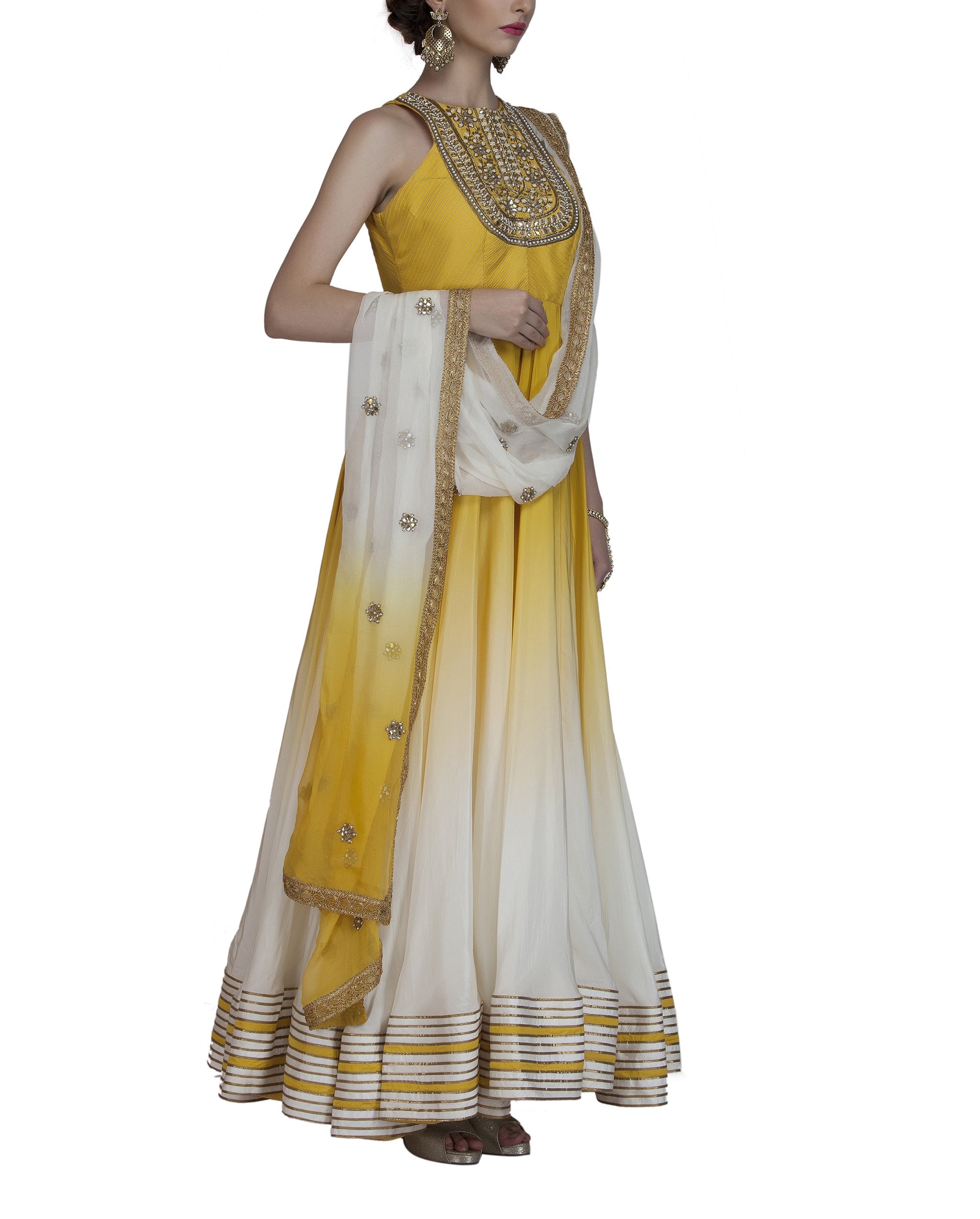 yellow anarkali dress