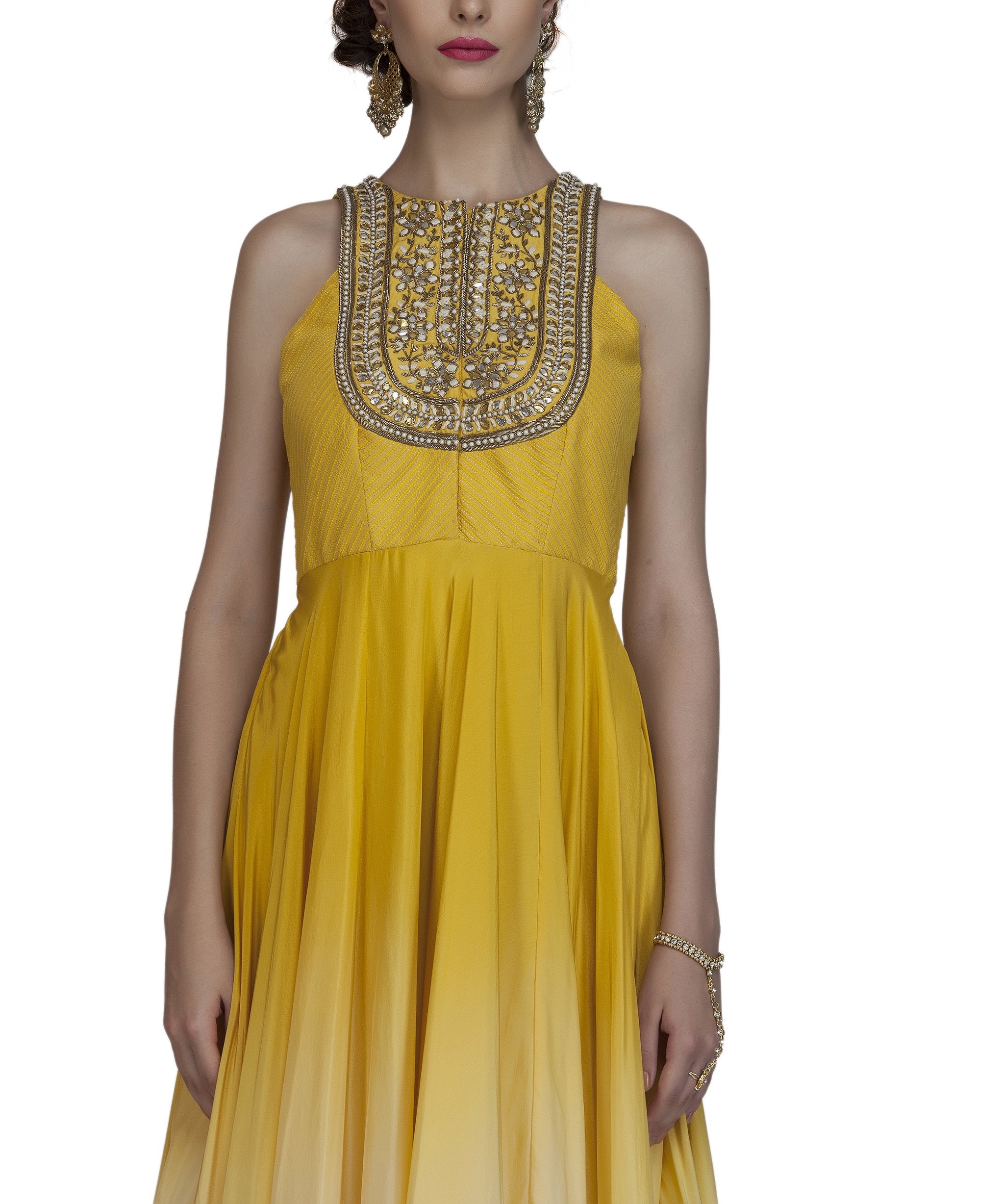 yellow anarkali dress