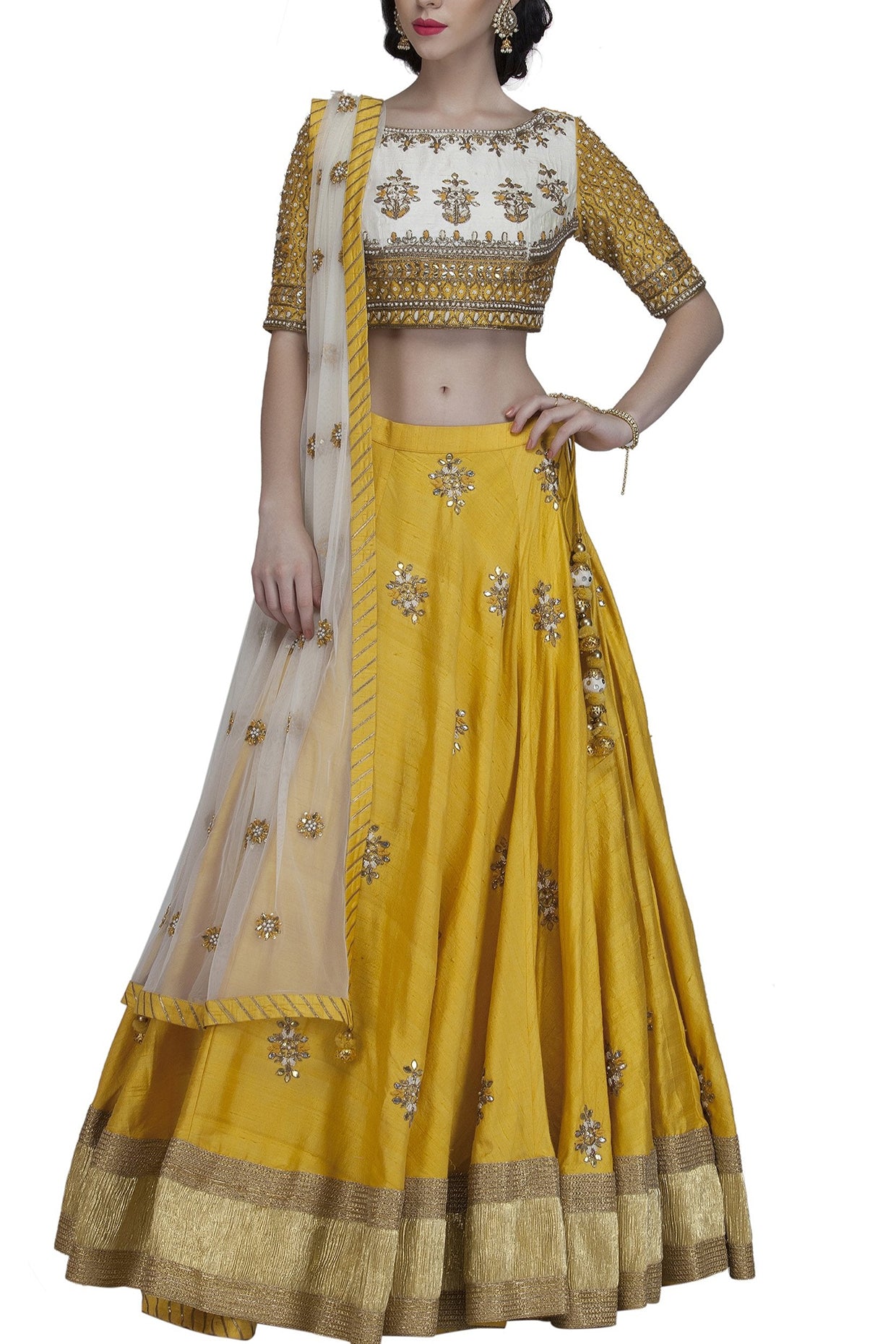 Yellow Gota Work Lehenga Set