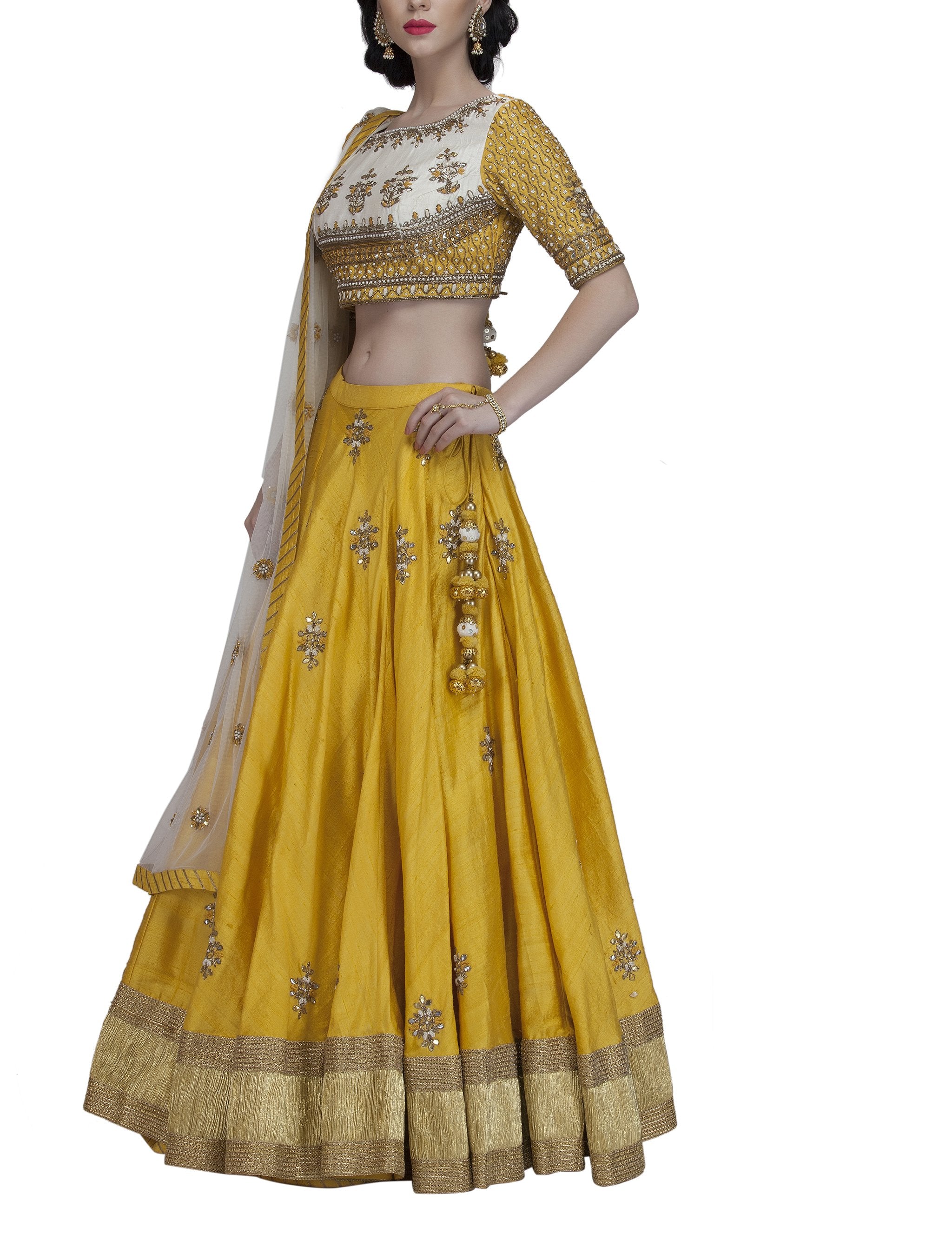 Yellow Gota Work Lehenga Set