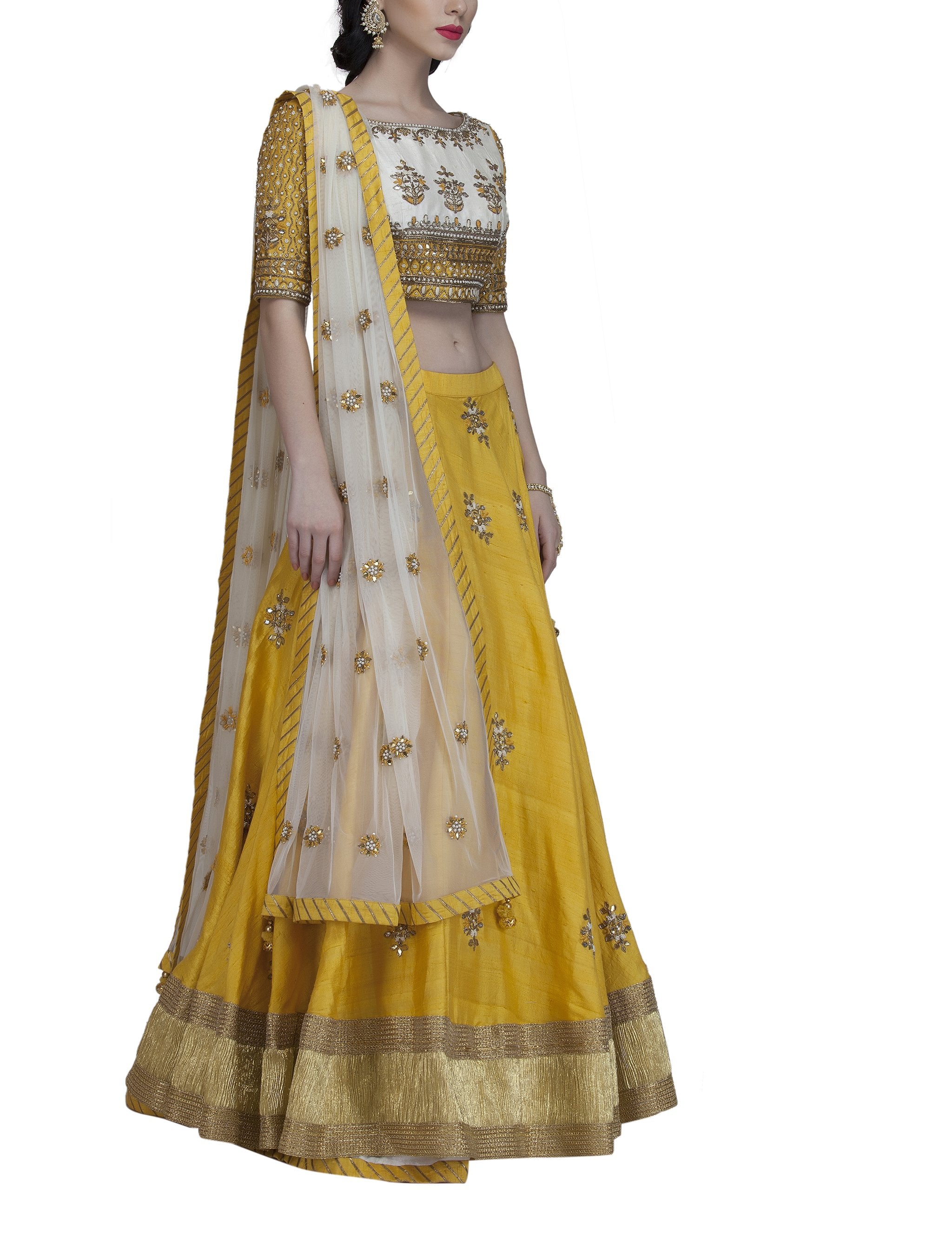 Yellow Gota Work Lehenga Set