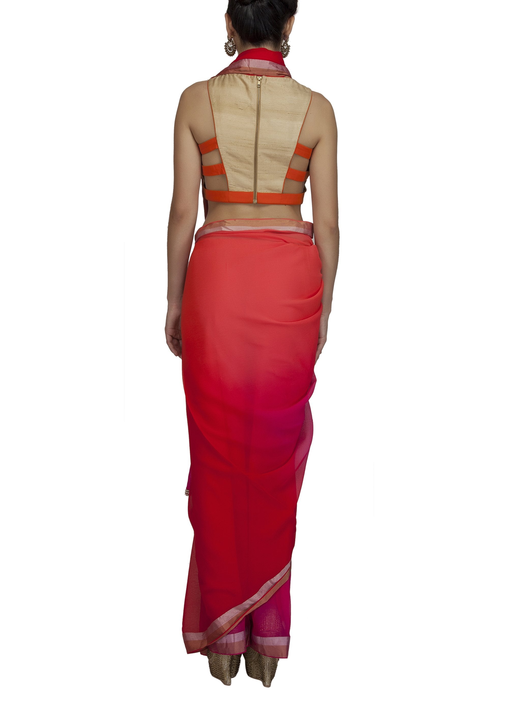 Ombre Dyed Red Saree