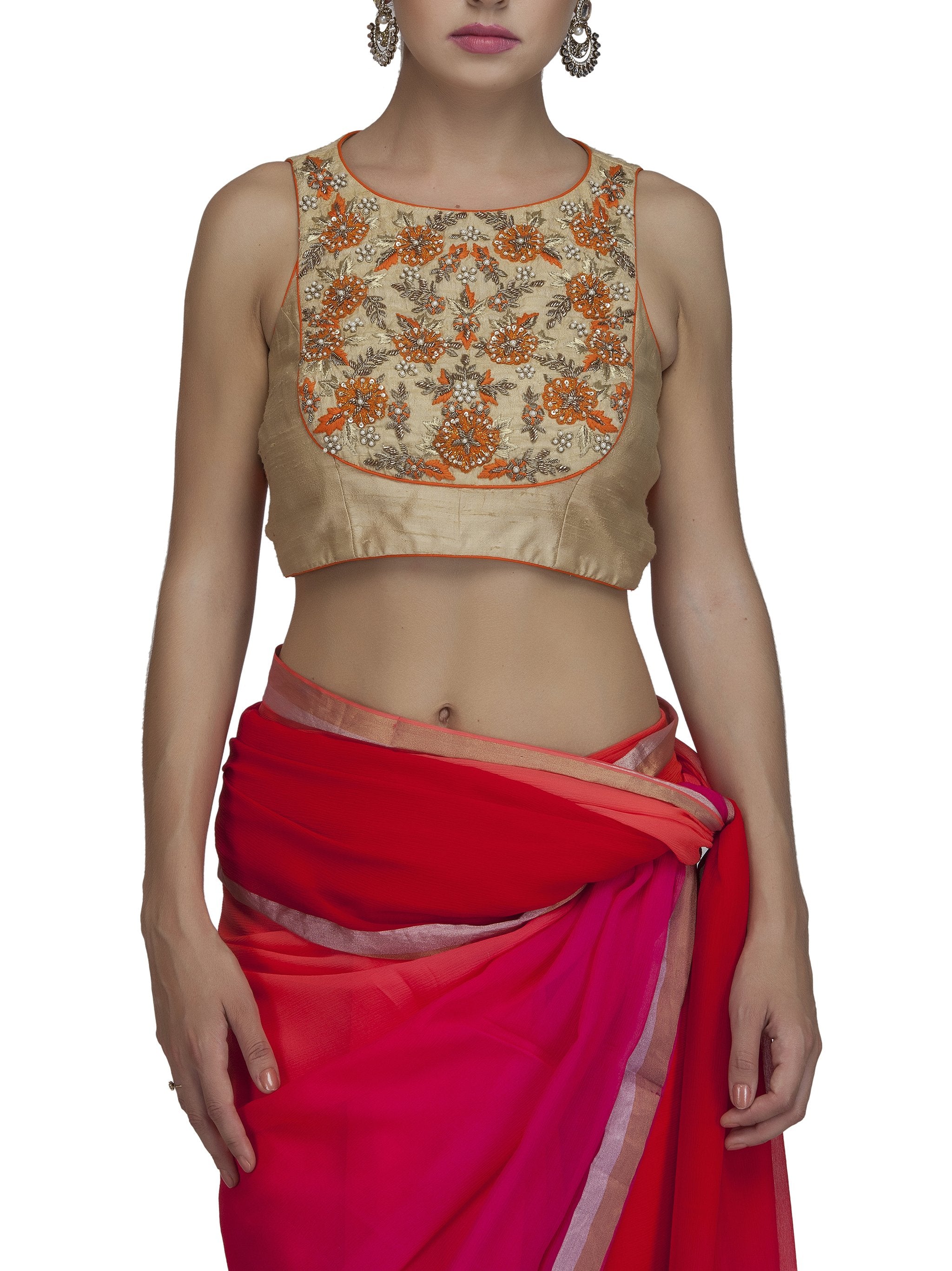 Ombre Dyed Red Saree