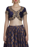 Midnight Blue Chanderi Designer Lehenga and Blue Blouse