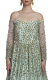 Mint Green Sequence Designer Sleeveless Gown